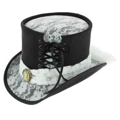 Havisham Black Leather Top Hat - Head'n Home Reference: 5369 | Traclet Hat Shop