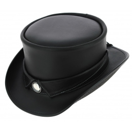 Black Leather Marlow Half Top Hat - Head'N Home
