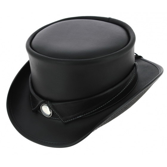 Black Leather Marlow Half Top Hat - Head'N Home