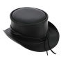 Black Leather Marlow Half Top Hat - Head'N Home