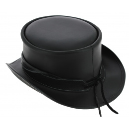 Black Leather Marlow Half Top Hat - Head'N Home