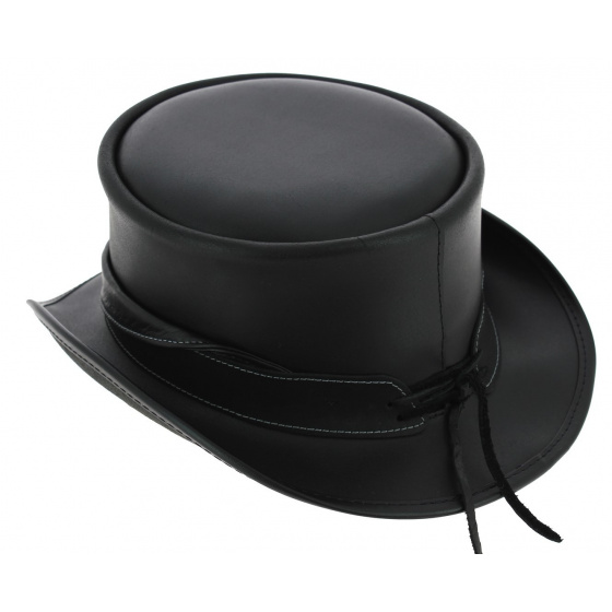 Chapeau Demi Haut de Forme Marlow Cuir Noir - Head'N Home