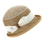 Luna Cloche Hat Viscose Beige & White - Anna Rizzo