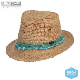 Chapeau Trilby Paille Raffia Naturel Olive Green - Rigon Headwear