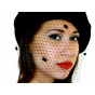 Black beret with veil