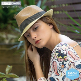 Black & Beige Natural Fiber Trilby Block Hat - House Of Ord