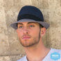 Block Trilby Hat Natural Fibers Blue & Gray - Rigon Headwear