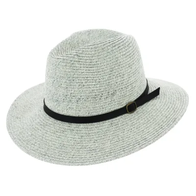 Chapeau Traveller Valencia Paille Papier Blanc & Gris - Marone Reference : 7514 | Chapellerie Traclet