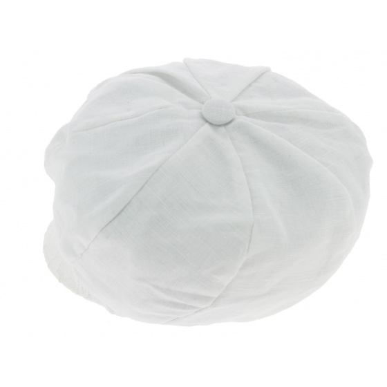 Pombalina Newsboy Cap Linen & Cotton White - Traclet
