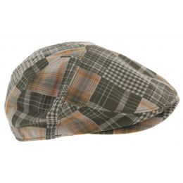 Brit Flat Cap Cotton Green & Beige - Aussie Apparel