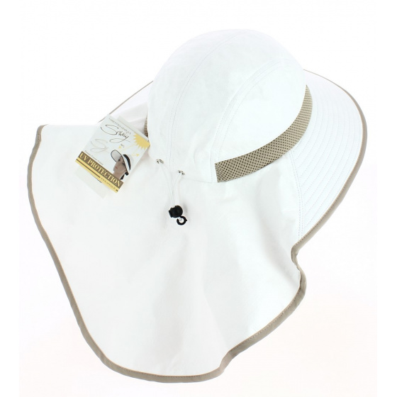 Beige High Protection Neck Cover Hat - Soway