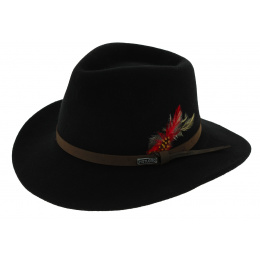 Black Wool Felt Riverhat Traveller Hat - Hatland