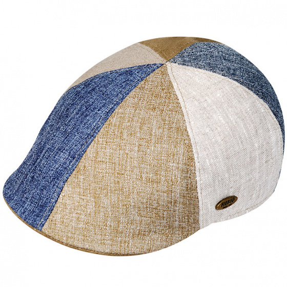 Beige patchwork domed cap