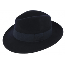 Vanador Navy Waterproof Wool Felt Fedora Hat - Traclet