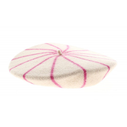 Beret enfant rayures rose - le beret francais