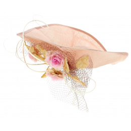 Haute Couture Millinery Hemp Hat Peach - Eugenia Jiménez