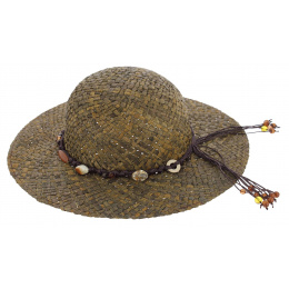 Straw Wide-Brimmed Hat - Brown Arezzo