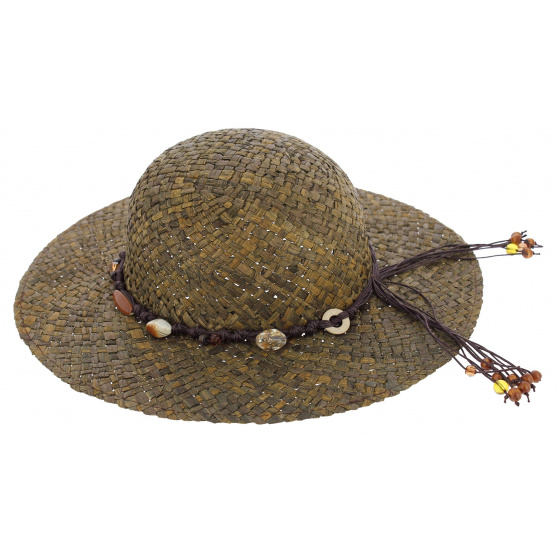Straw Wide-Brimmed Hat - Brown Arezzo