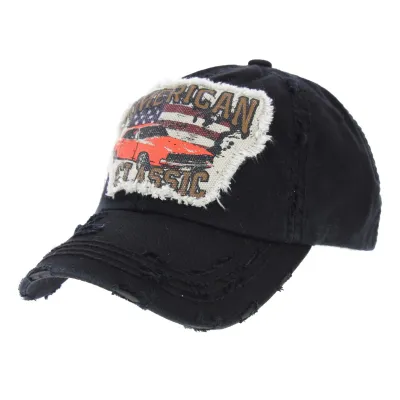Classic America Cotton Strapback Cap Black - Kbthos Reference: 333 | Traclet Hat Shop