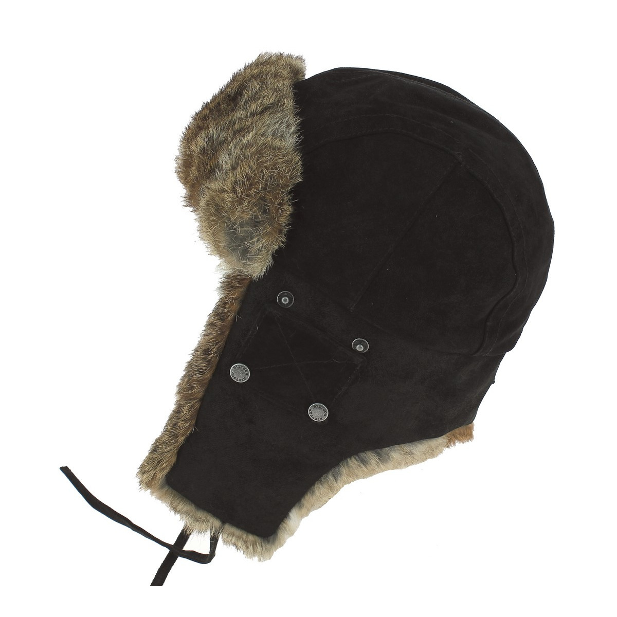 : 7468 | Traclet Black Leather Reference & Chapellerie - Winterfall Stetson Rabbit Chapka