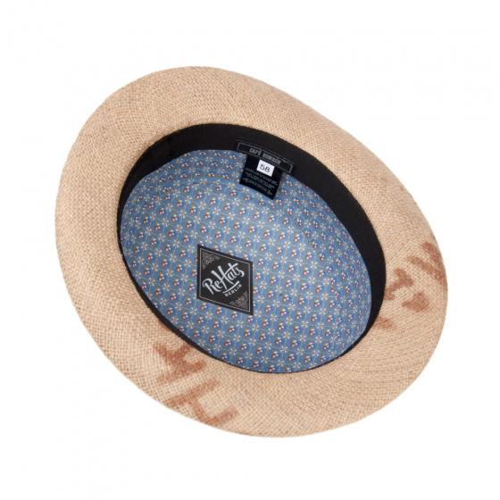 Chapeau melon bombon Toile de Jute Beige - ReHats