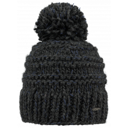 Black Jasmin Beanie with Pompom - Bats
