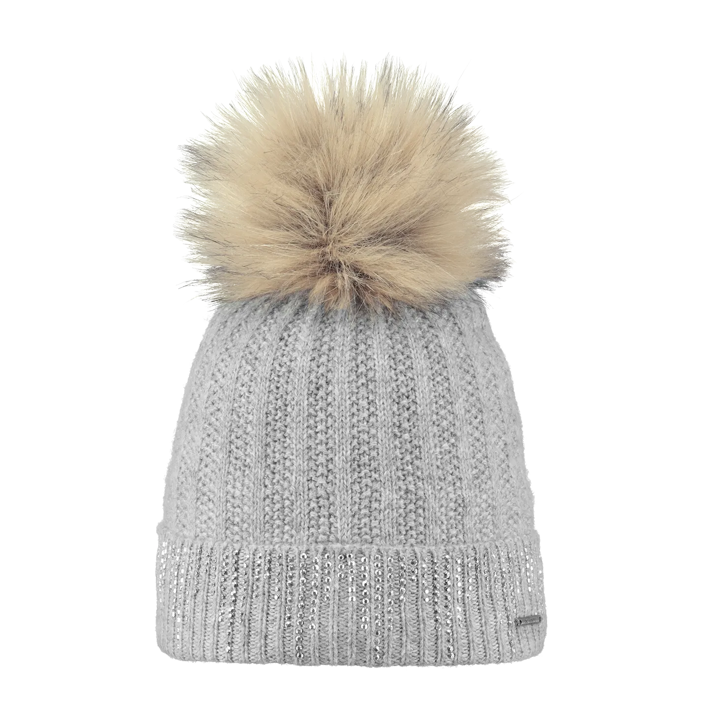 Bonnet MARIGOLD BEANIE gris - Bats pompon fausse fourrure  Reference : 4180 | Chapellerie Traclet