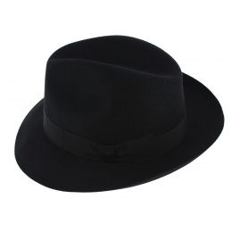 Chapeau Fédora Winston Feutre Poils Noir - Traclet