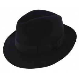 Winston Vanzina Black Fur Felt Fedora Hat