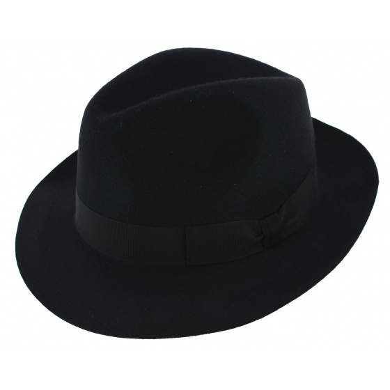 Winston Vanzina Black Fur Felt Fedora Hat