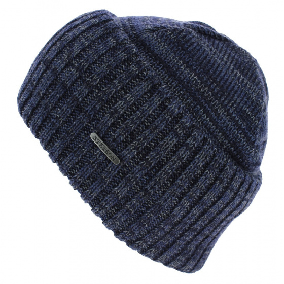 Wisconsin Wool Beanie with Cuff Blue - Stetson