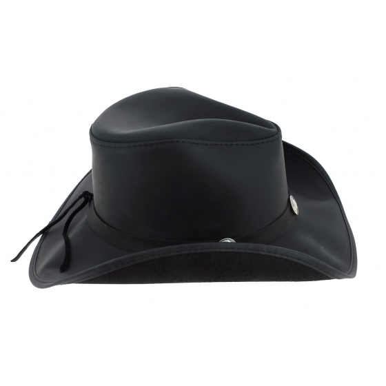 Black Leather Western Cyclone Hat - Head'n Home Black Leather Western Cyclone Hat - Head'n Home