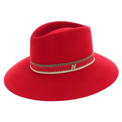 Red Gemma Wool Felt Wide-Brimmed Hat - Marzi Reference: 5979 | Traclet Hatmakers