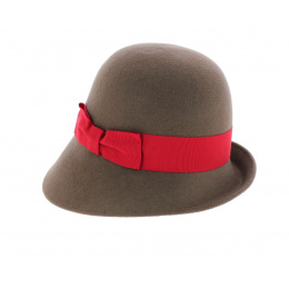Chapeau Cloche Angiolo Feutre Laine Taupe - Traclet