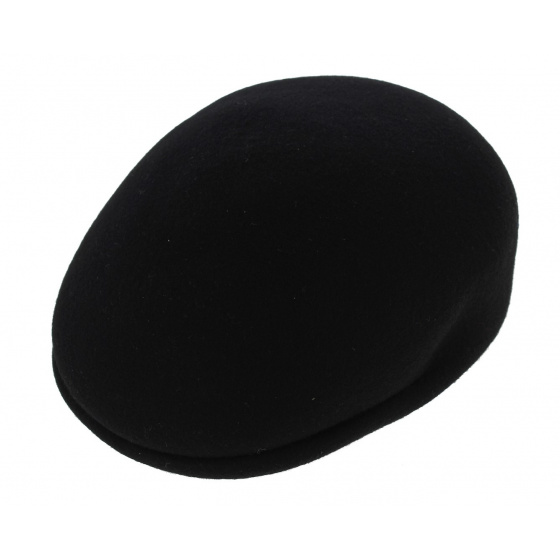 Delys Rounded Cap Wool Felt Black - Traclet