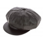 Brown leather newsboy cap - FLECHET