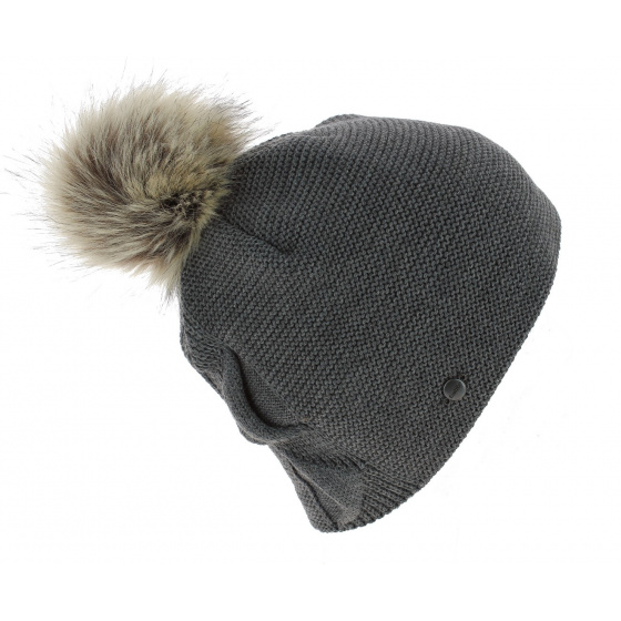 Valerie Pom-Pom Beanie Wool Grey - Eisbär