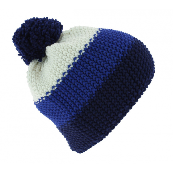 Star Pompom Wool Beanie Blue & White - Eisbär Star Pompom Wool Beanie Blue & White - Eisbär