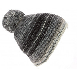 Bonnet Pompon Fourrure Laine Eden Gris - Eisbär