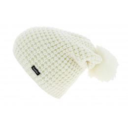 Long Pom Pom Bailey Wool Beanie White - Eisbär