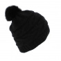 Black Foxy Fur Pom-Pom Beanie - Traclet