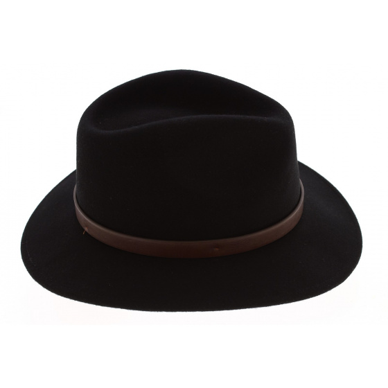 Black/Brown Wool Felt Fedora Messer Hat - Brixton Black/Brown Wool Felt Fedora Messer Hat - Brixton