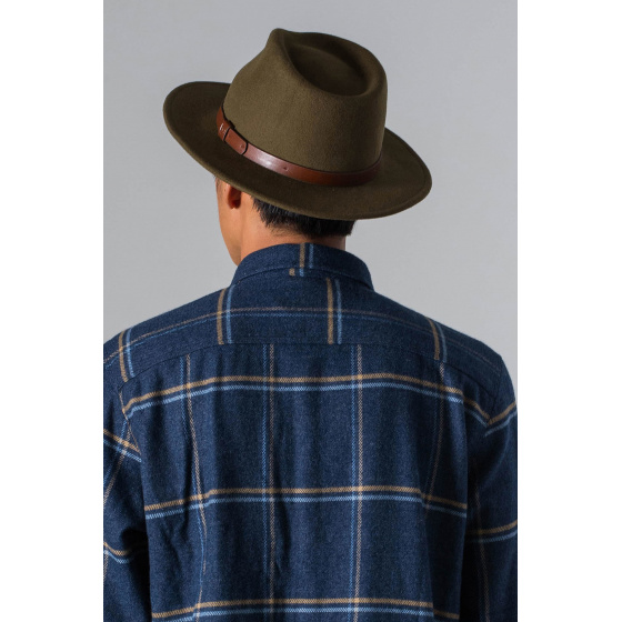 Messer Wool Felt Fedora Hat Olive - Brixton Messer Wool Felt Fedora Hat Olive - Brixton