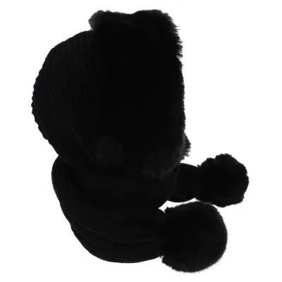 Masha Acrylic & Faux Fur Hood Black - Traclet Reference: 7655 | Traclet Hat Shop