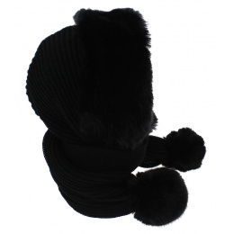 Masha Acrylic & Fake Fur Hood - Black - Tracletal