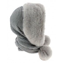 Masha Hood Acrylic & Faux Fur Grey - Traclet