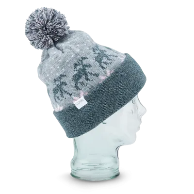 The Lodge Grey Jacquard Style Beanie with Pompom - Coal Reference: 4163 | Traclet Hat Shop