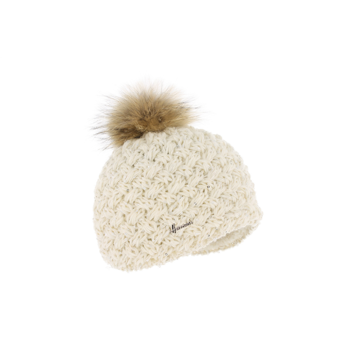 bonnet avec pompon fourrure femme