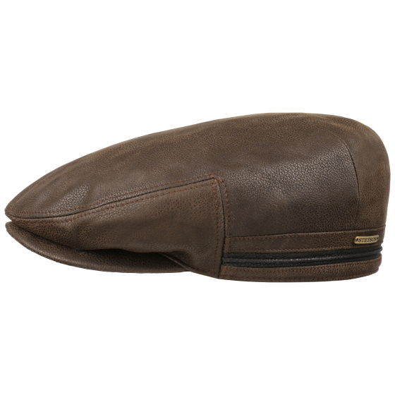 Brown leather kent cap with earmuffs - Stetson