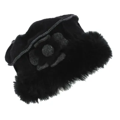 Megève Black Boiled Wool Beanie - Traclet - women's beanie Reference: 4308 | Traclet Hat Shop